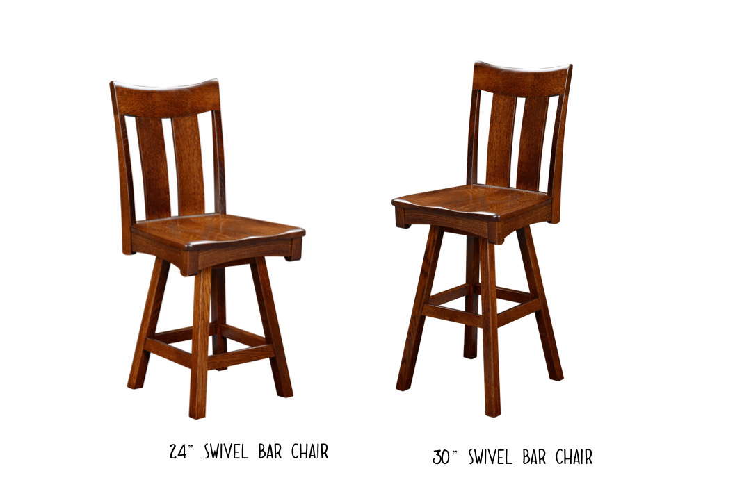 Double Slat Swivel Bar Chair with 24" or 30" Option